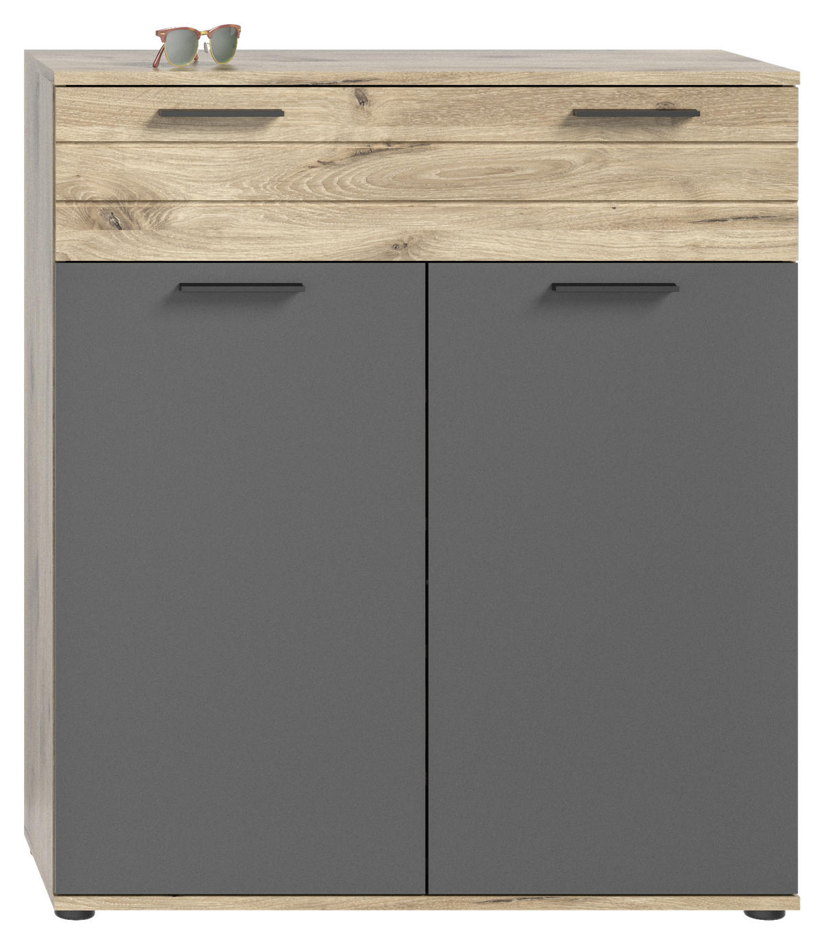 BOTNÍK, šedá, barvy dubu, 90/104/37 cm - šedá/černá, Moderní, kompozitní dřevo/plast (90/104/37cm) - MID.YOU
