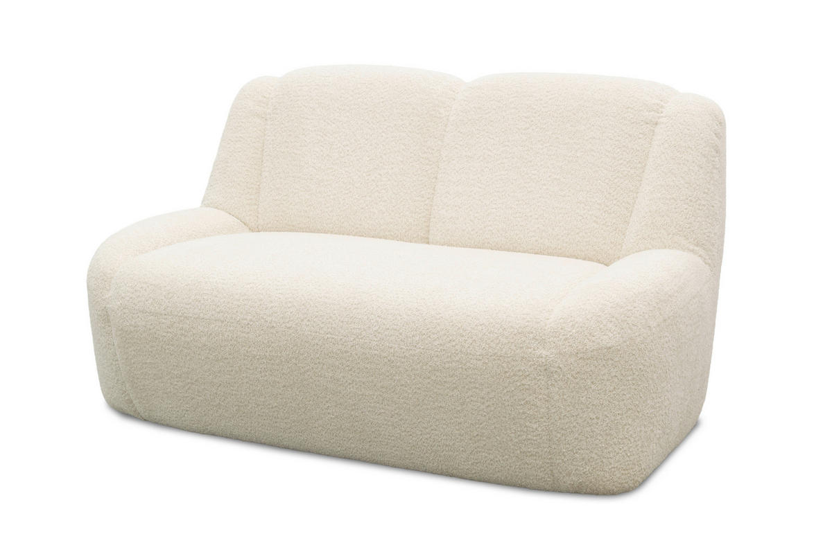 2-SITZER-SOFA 100 034 Chenille Creme  - Creme/Schwarz, MODERN, Kunststoff/Textil (147/82/93cm) - Livetastic