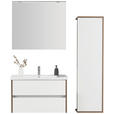 BADEZIMMER 90 cm  - Weiß Hochglanz/Nussbaumfarben, Basics, Glas/Keramik (90cm) - Voleo