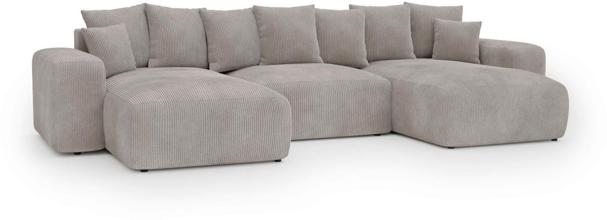 WOHNLANDSCHAFT Braun Cord  - Schwarz/Braun, Basics, Kunststoff/Textil (176/364/176cm) - Lomoco