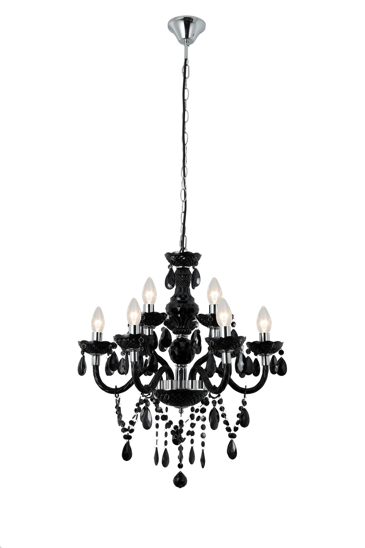 KRONLEUCHTER 53/120/63 cm   - Schwarz, Design, Kunststoff/Metall (53/120/63cm) - P & B