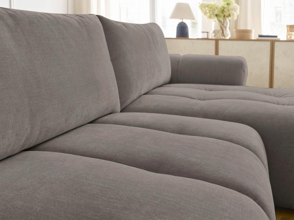 ECKSCHLAFSOFA FUJI Leinenoptik Taupe  inkl.  - Taupe/Schwarz, MODERN, Kunststoff/Textil (292/160cm)