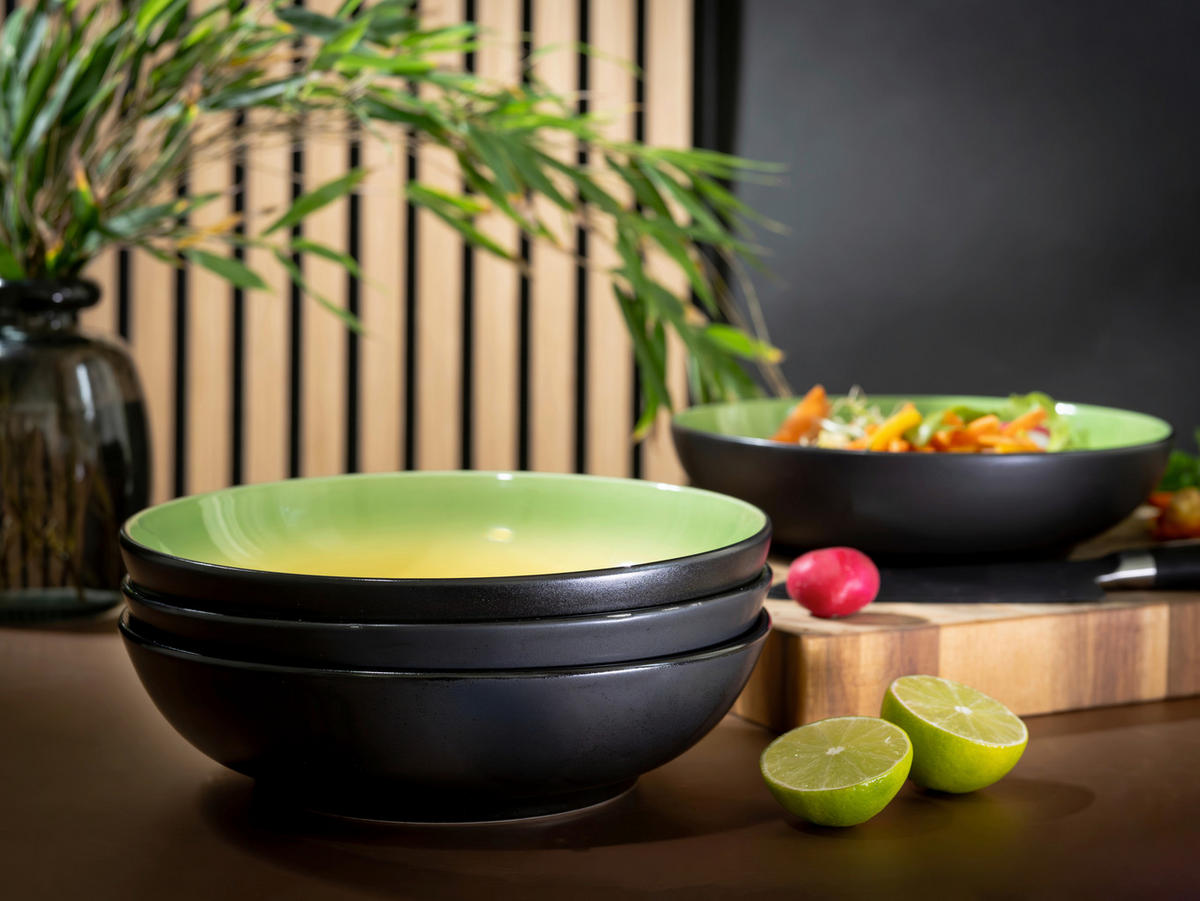 SCHÜSSELSET 4-teilig Hot Green   - Hellgelb/Schwarz, Basics, Keramik (22,5/6cm) - Creatable