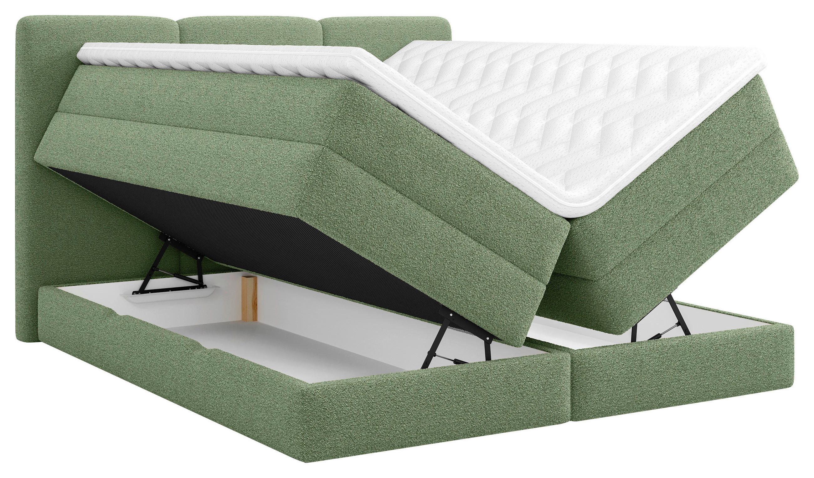 BOXSPRINGBETT 160/200 cm  in Grün  - Schwarz/Grün, MODERN, Holz/Holzwerkstoff (160/200cm) - MID.YOU