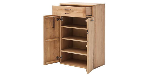 SCHUHSCHRANK  in 65/102/38 cm  - Eichefarben/Nickelfarben, Natur, Holz/Holzwerkstoff (65/102/38cm) - Linea Natura