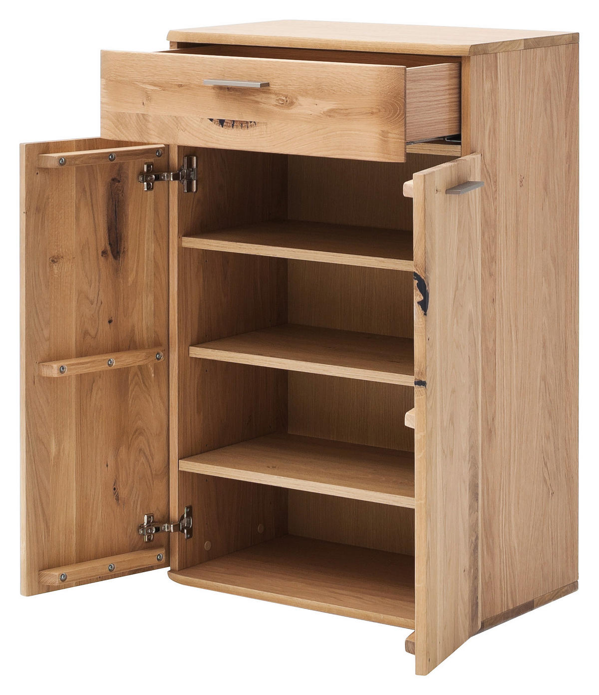 SKOSKÅP  i 65/102/38 cm  - nickelfärgad/ekfärgad, Natur, metall/trämaterial (65/102/38cm) - MID.YOU