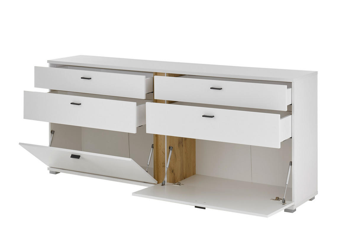 SIDEBOARD  in 200/86/42 cm  - Silberfarben/Eiche Wotan, Design, Holzwerkstoff/Kunststoff (200/86/42cm) - MID.YOU