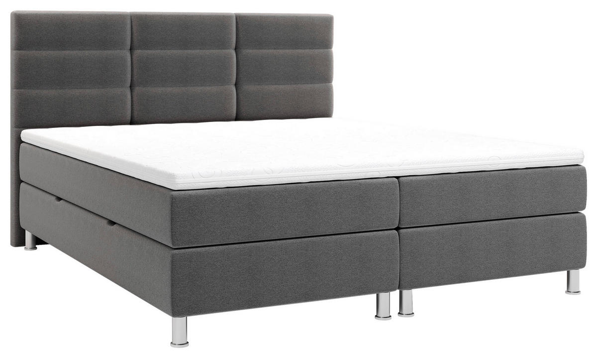 BOXBETT 160/200 cm  in Blau, Grau  - Chromfarben/Blau, KONVENTIONELL, Textil/Metall (160/200cm) - Carryhome