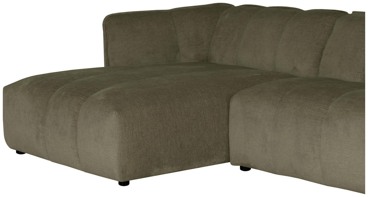 ECKSOFA LIVOLI in Chenille Grün  160/306 cm  - Schwarz/Grün, Design, Textil (160/306cm) - MID.YOU