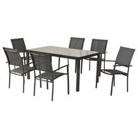 GARTENSET 7-teilig  - Graphitfarben/Grau, MODERN, Textil/Metall - Gardenson