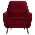 SESSEL in Mikrofaser Rot - Rot/Schwarz, MODERN, Holz/Textil (77/86/80cm) - Carryhome