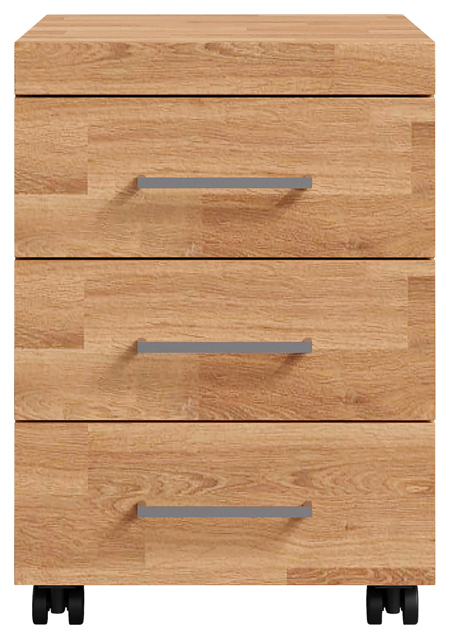 Thumbnail - Linea Natura Rollcontainer Yes, Eiche, Metall, Eiche, massiv, 3 Schubladen, 40x57x52 cm, Beimöbel erhältlich, Arbeitszim...