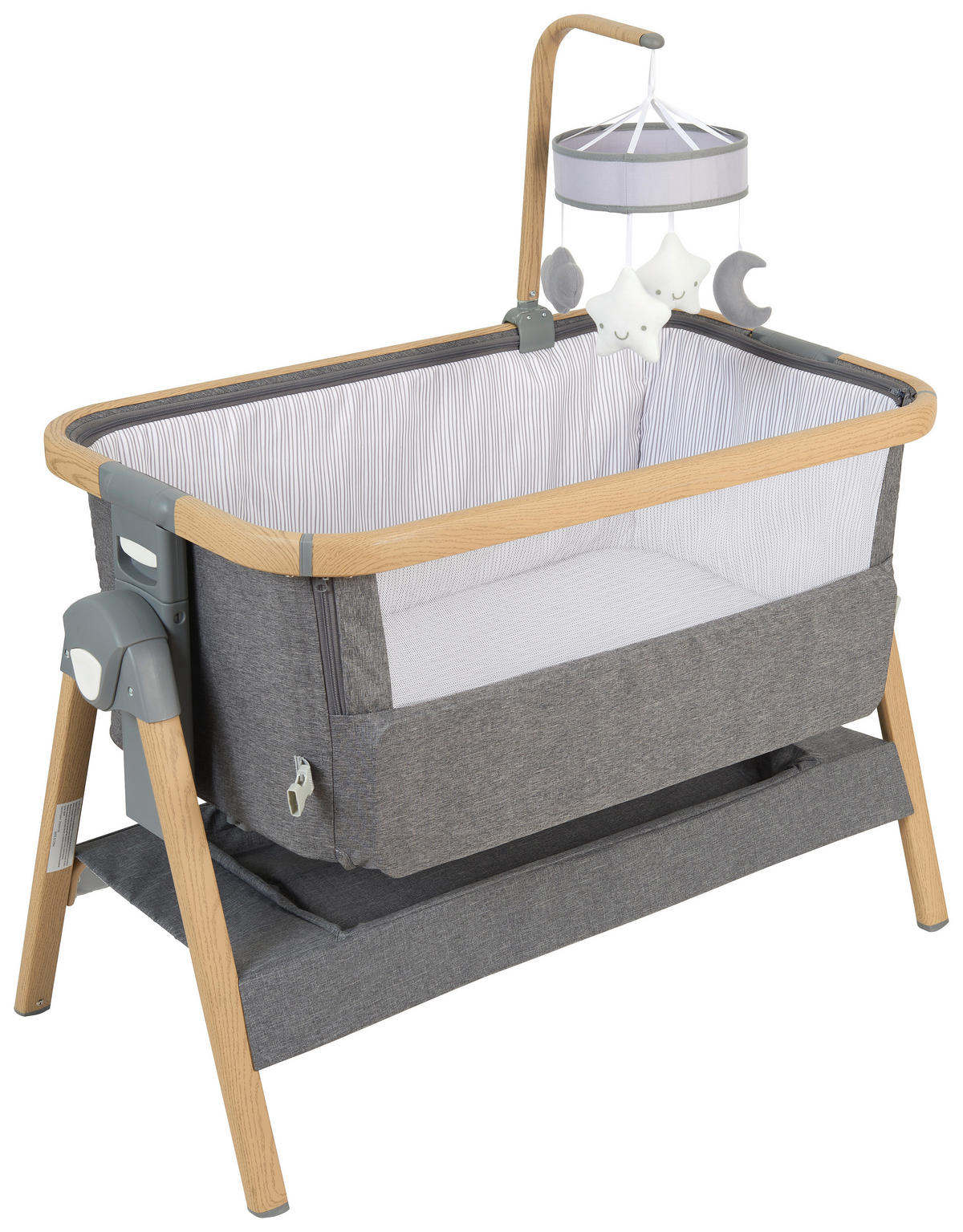 BEISTELLBETT Elegance  102/54/69-81 cm  - Dunkelgrau/Naturfarben, Trend, Kunststoff/Textil (102/54/69-81cm) - Jimmylee