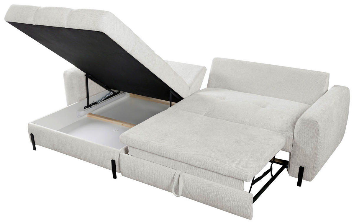 ECKSOFA Beige Struktur  - Beige/Schwarz, Design, Textil/Metall (162/265cm) - MID.YOU