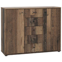KOMMODE , 108,8/85,5/34,8 cm, 5 Schublade(n)  - Dunkelbraun/Graubraun, Design, Holzwerkstoff (108,8/85,5/34,8cm)