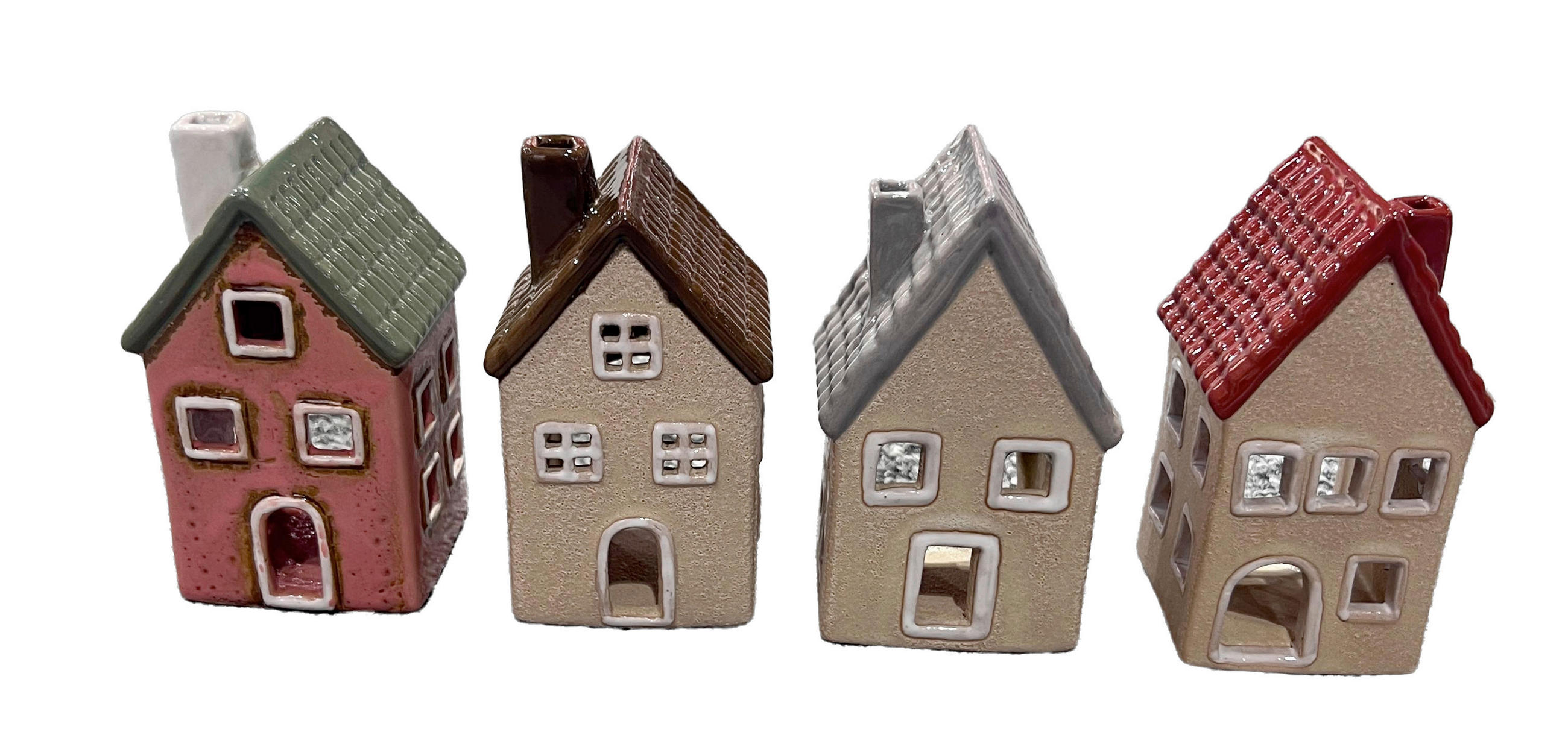 TEELICHTHALTER - Beige/Rot, Trend, Keramik (6,3/10,9/5,8cm) - X-Mas