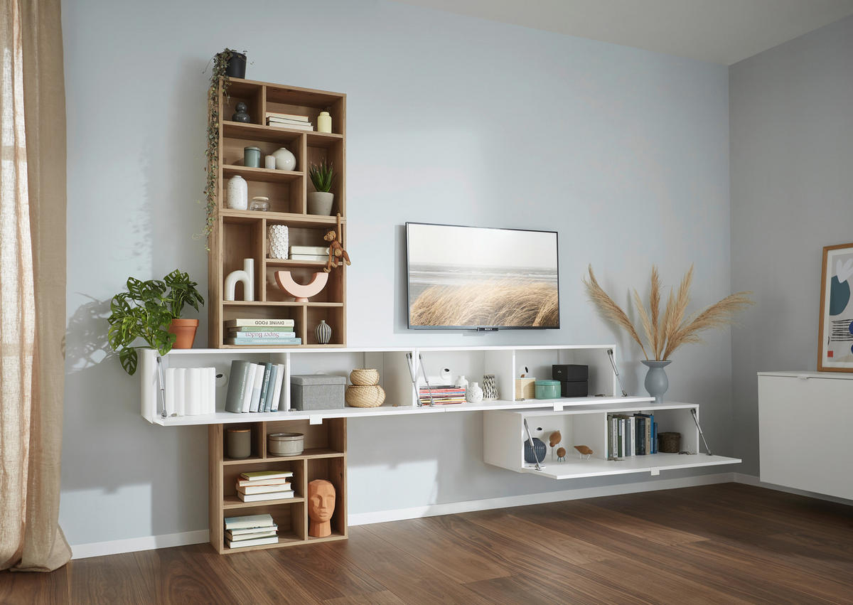 TV-ELEMENT Holzwerkstoff Weiß  - Schwarz/Weiß, Design, Holzwerkstoff/Kunststoff (120/31/40cm) - Ti'me