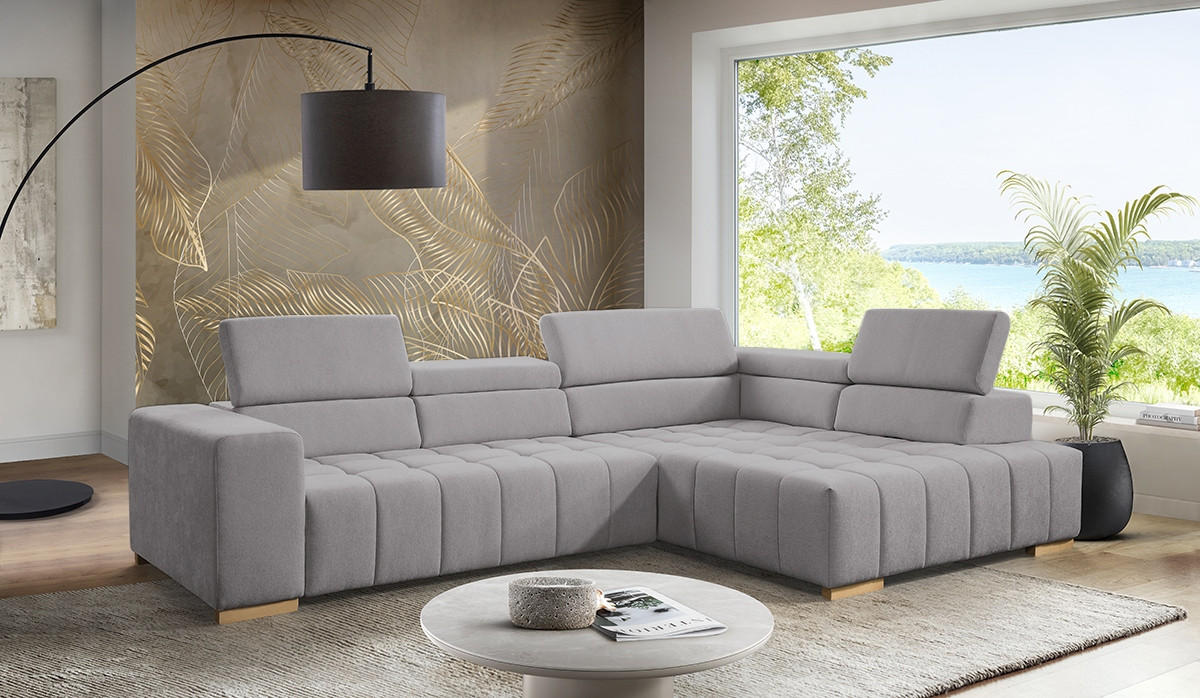 ECKSOFA in Chenille Braun  - Naturfarben/Braun, Design, Holz/Textil (307/201cm) - Livetastic
