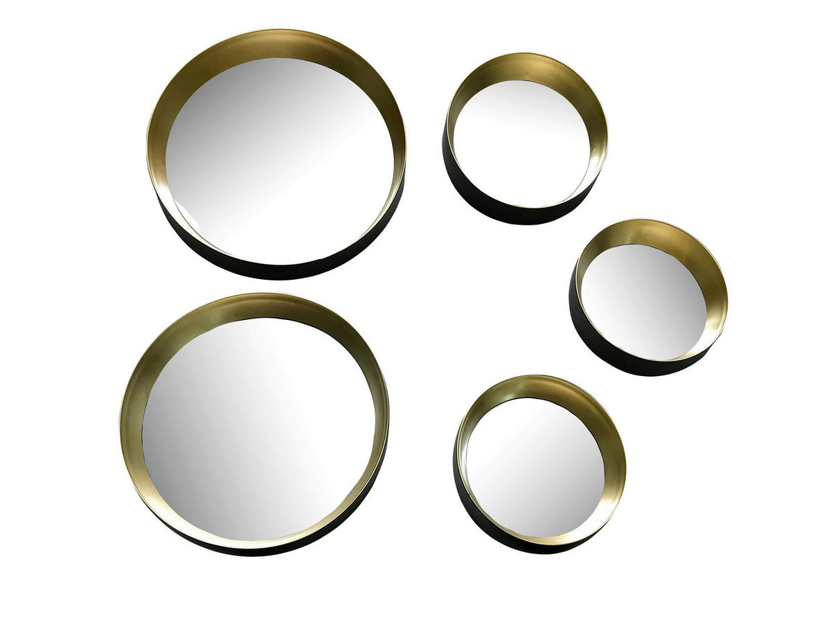 SADA ZRCADEL  - černá/barvy zlata, Trend, plast/sklo