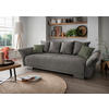 BIGSOFA in Chenille Graubraun  - Chromfarben/Dunkelgrün, Modern, Kunststoff/Textil (242/71/90/131cm) - Livetastic