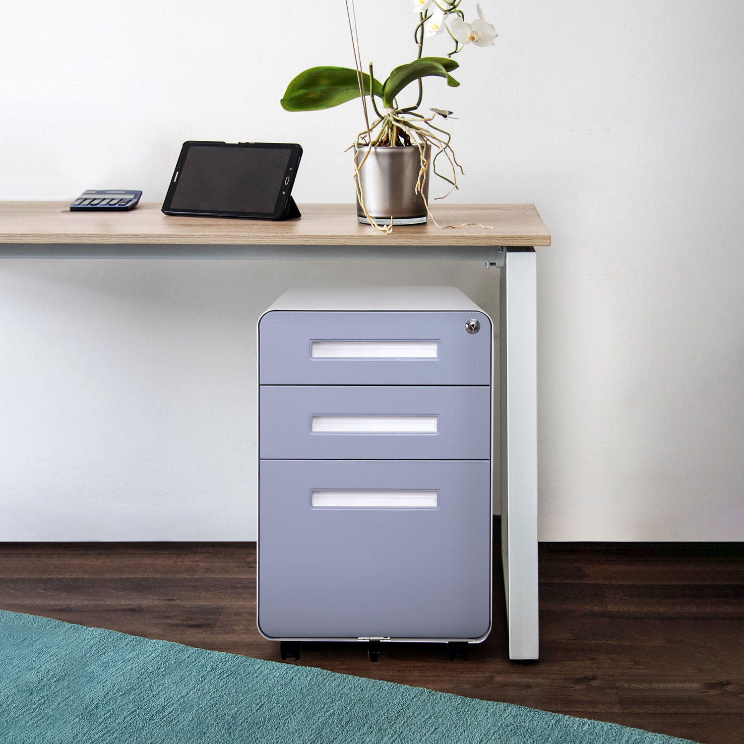 ROLLCONTAINER Grau, Weiß  - Weiß/Grau, MODERN, Kunststoff/Metall (40/60/50cm) - MID.YOU