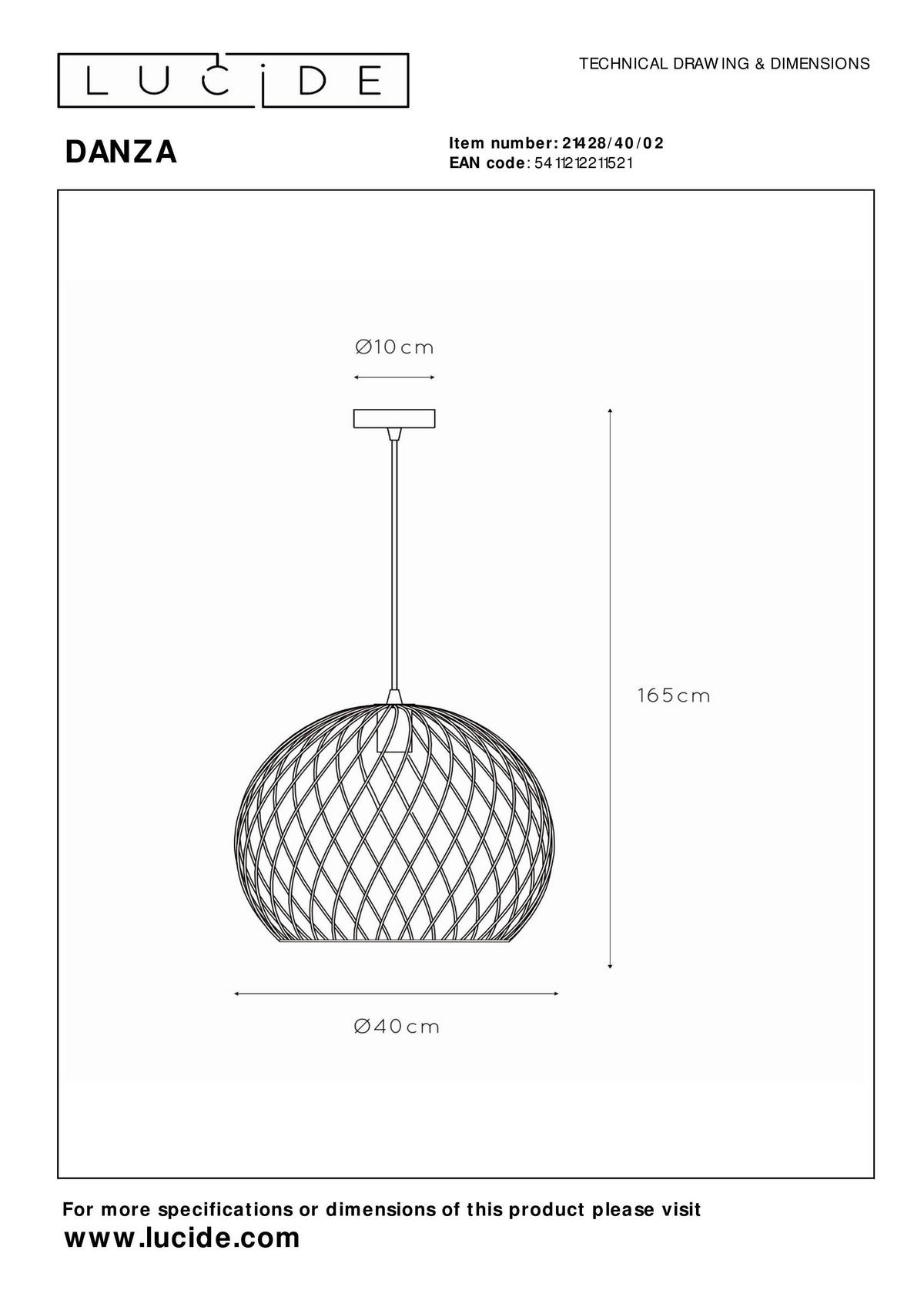 PENDELLEUCHTE 40/40/165 cm  - Design (40/40/165cm) - Lucide