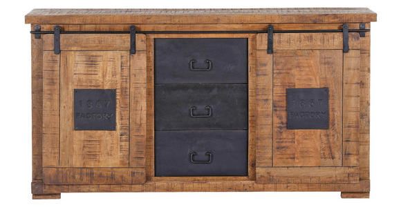 SIDEBOARD in 160/85/45 cm - Schwarz/Naturfarben, LIFESTYLE, Holz/Metall (160/85/45cm) - Landscape
