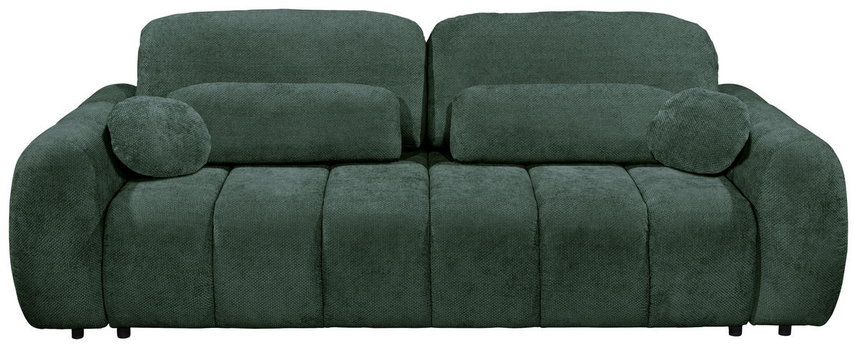 SCHLAFSOFA in Webstoff Dunkelgrün  - Dunkelgrün/Schwarz, Design, Kunststoff/Textil (256/76/112cm) - MID.YOU