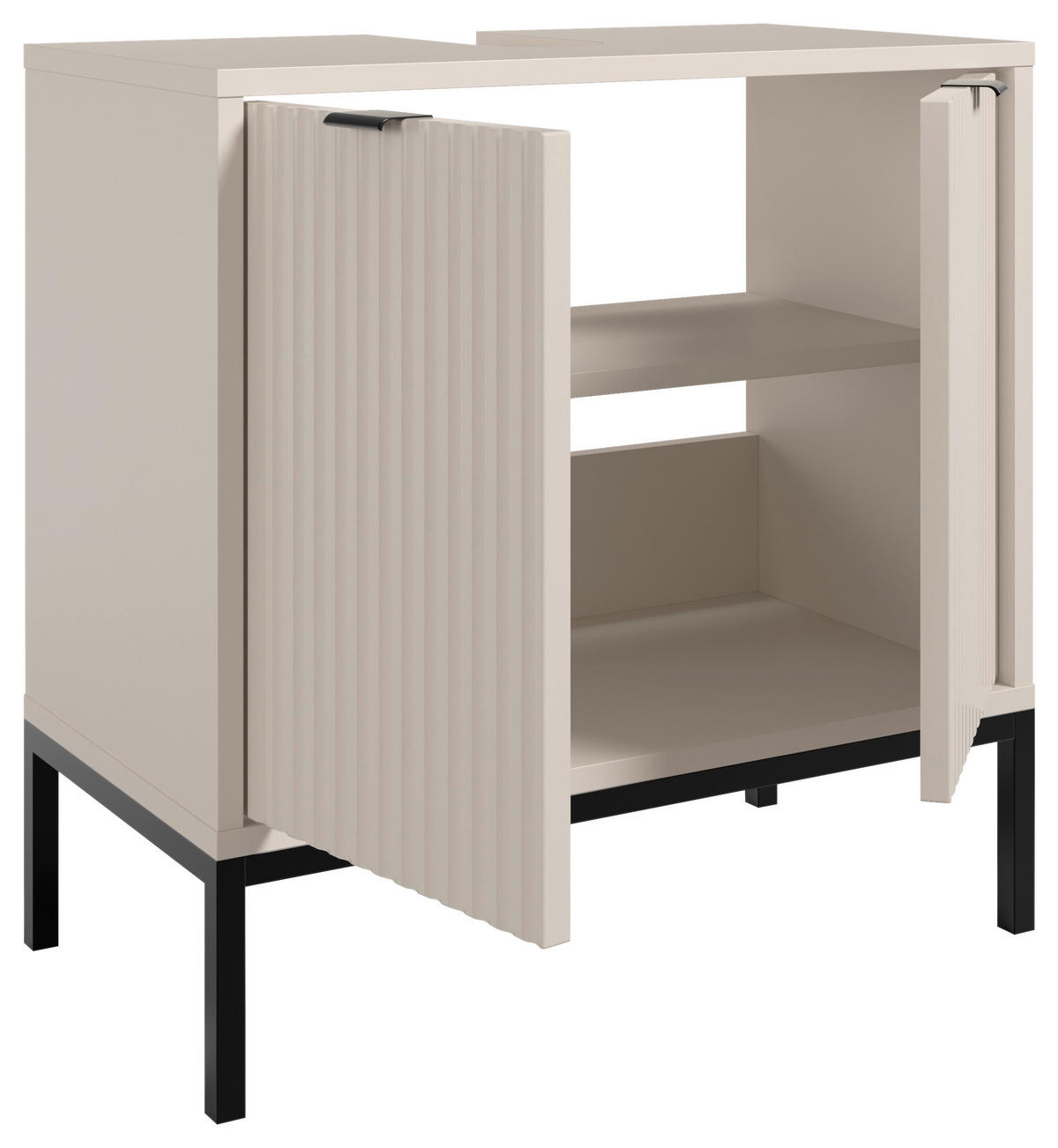 WASCHBECKENUNTERSCHRANK 60/60/32 cm  - Kaschmir/Schwarz, MODERN, Holzwerkstoff/Metall (60/60/32cm) - MID.YOU