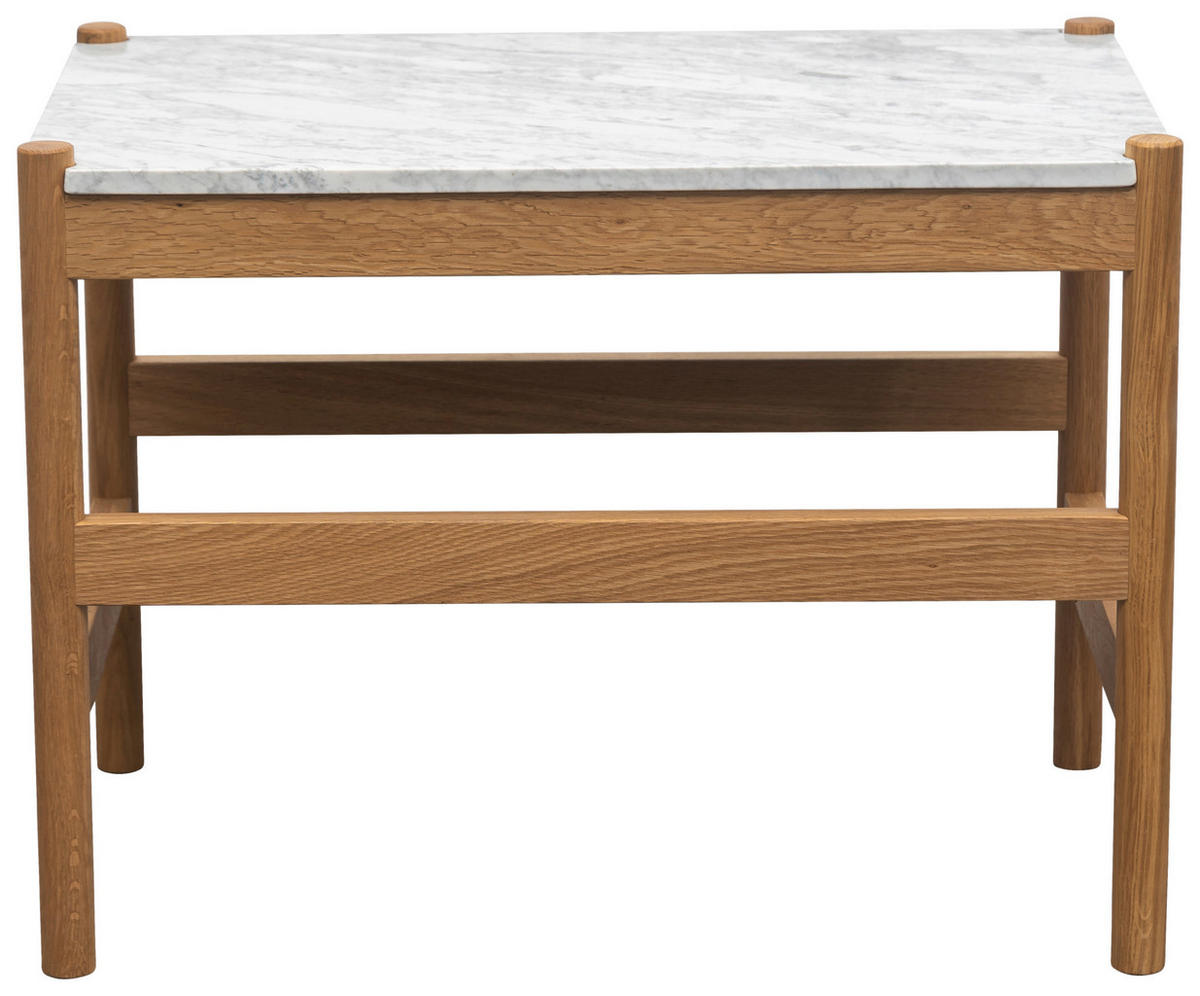 KONFERENČNÍ STOLEK, přírodní barvy, bílá, dřevo, kámen, 60/42/40 cm - bílá/přírodní barvy, Moderní, dřevo/kámen (60/42/40cm) - MID.YOU