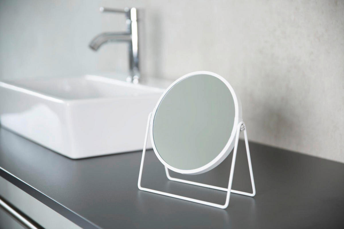 SCHMINKSPIEGEL  - Weiß, Basics, Glas/Metall (18,5/20,5cm) - Sadena