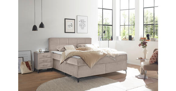 BOXSPRINGBETT 180/200 cm,  in Creme  - Creme/Schwarz, Design, Holzwerkstoff/Kunststoff (180/200cm) - Xora