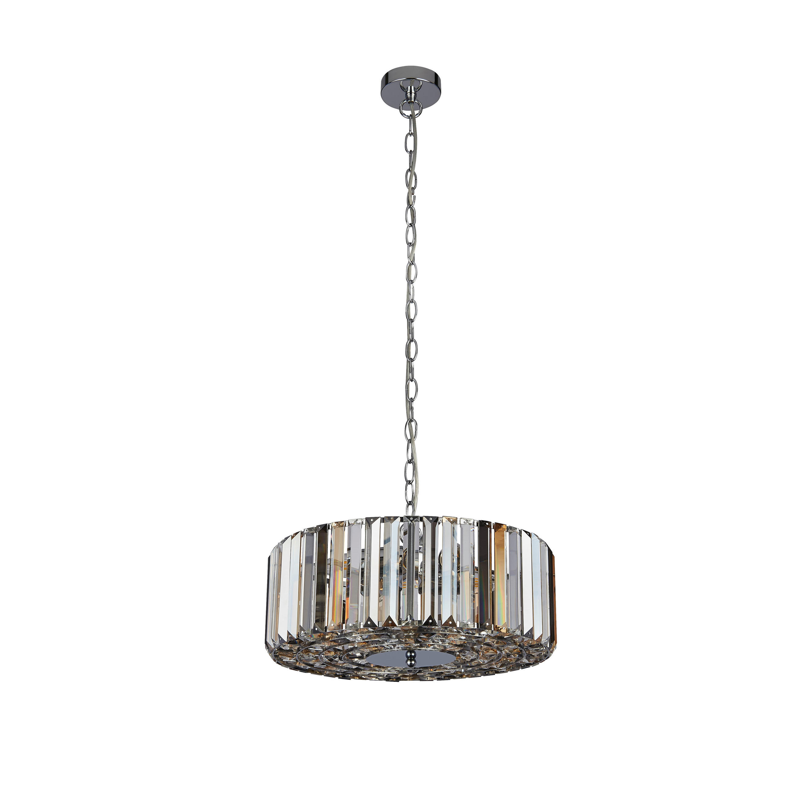 HÄNGELEUCHTE 42/136 cm  - Chromfarben/Bernsteinfarben, KONVENTIONELL, Glas/Metall (42/136cm)