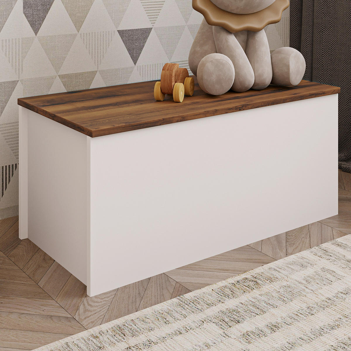 TRUHE - Weiss/Eichefarben, Design, Holz (45/45,5/90cm) - Livetastic
