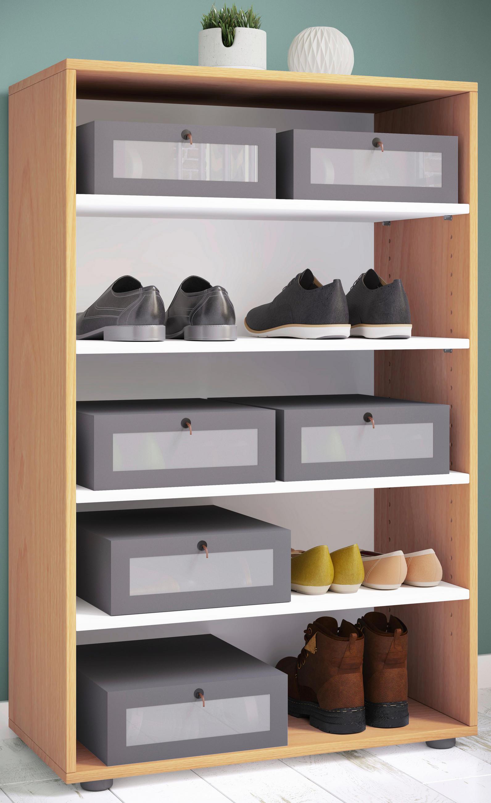 SCHUHREGAL Buchefarben  - Buchefarben/Schwarz, KONVENTIONELL, Holzwerkstoff/Kunststoff (70/110/37cm) - MID.YOU