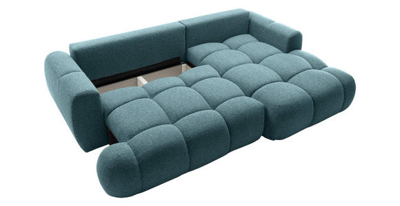 ECKSOFA Türkis Struktur  - Türkis/Schwarz, KONVENTIONELL, Kunststoff/Textil (272/172cm) - Carryhome