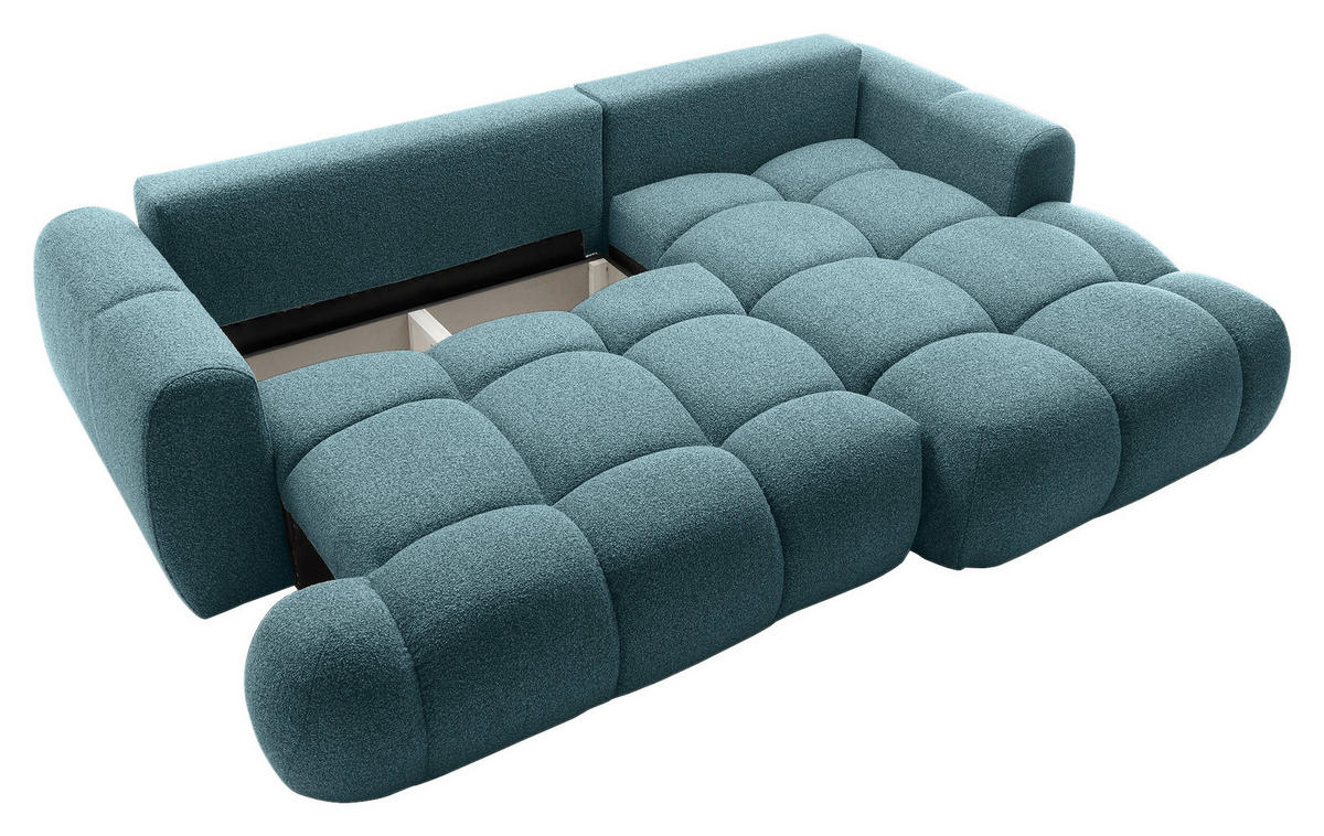 ECKSOFA Türkis Struktur  - Türkis/Schwarz, KONVENTIONELL, Kunststoff/Textil (272/172cm) - Carryhome