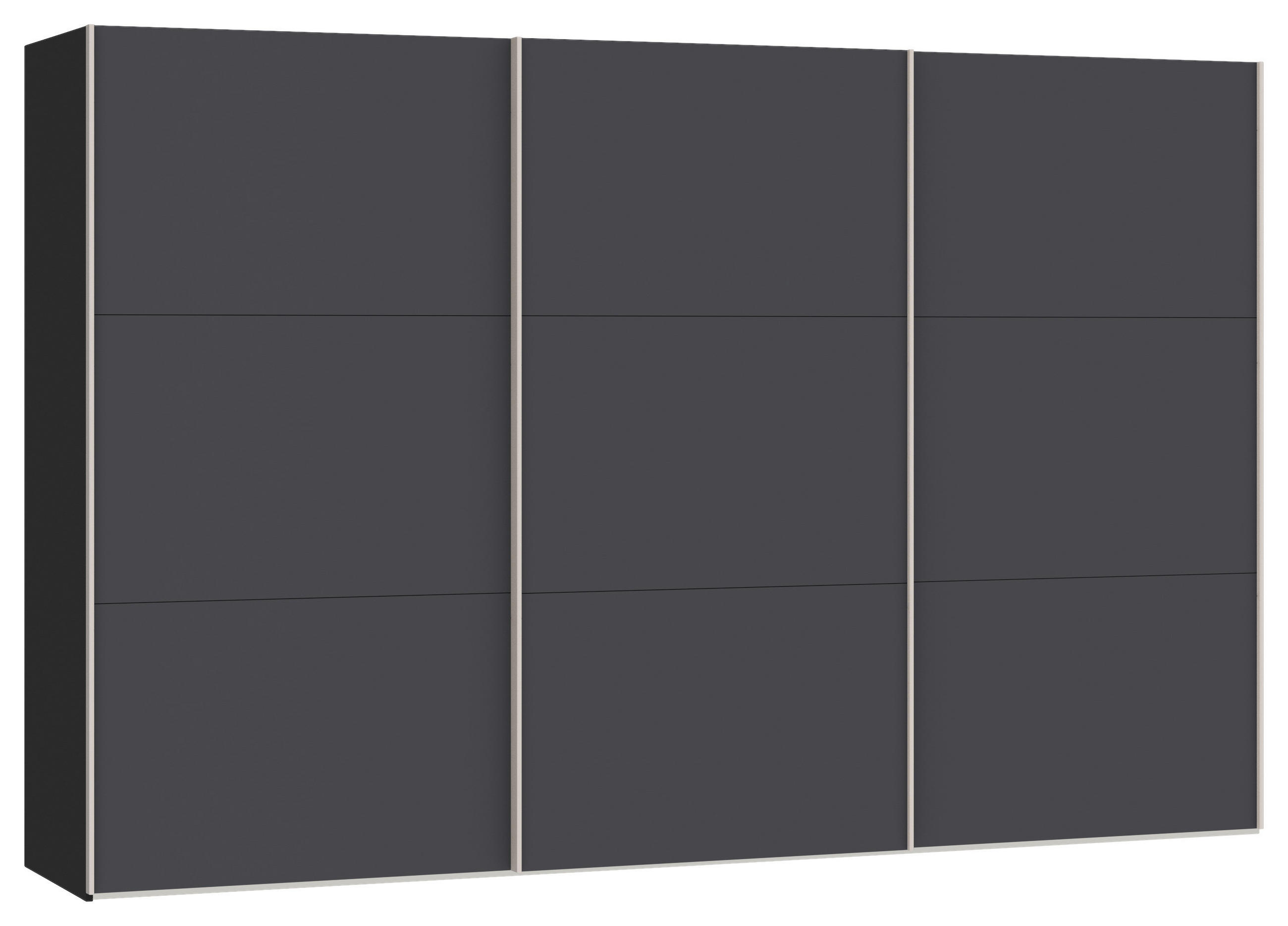 SCHWEBETÜRENSCHRANK 303/195/65 cm 3-türig Anthrazit, Schwarz  - Edelstahlfarben/Anthrazit, Design, Holzwerkstoff (303/195/65cm) - Boxxx