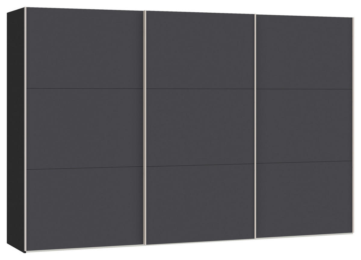 SCHWEBETÜRENSCHRANK  in Anthrazit, Schwarz  - Edelstahlfarben/Anthrazit, Design, Holzwerkstoff (303/195/65cm) - Carryhome