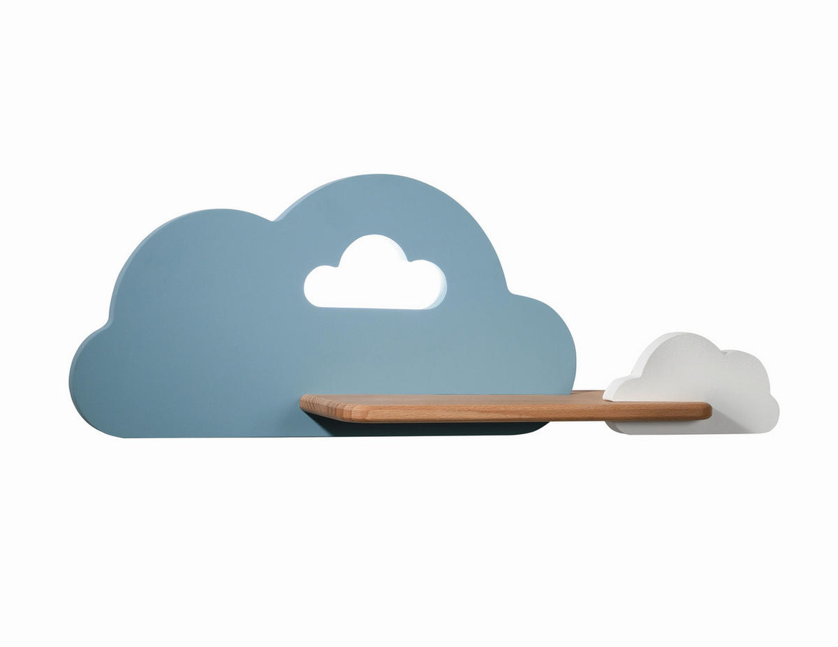 VÄGGLAMPA FÖR BARN Cloud 53/12/18.5 cm   - vit/ljusblå, Basics, metall/trämaterial (53/12/18.5cm)