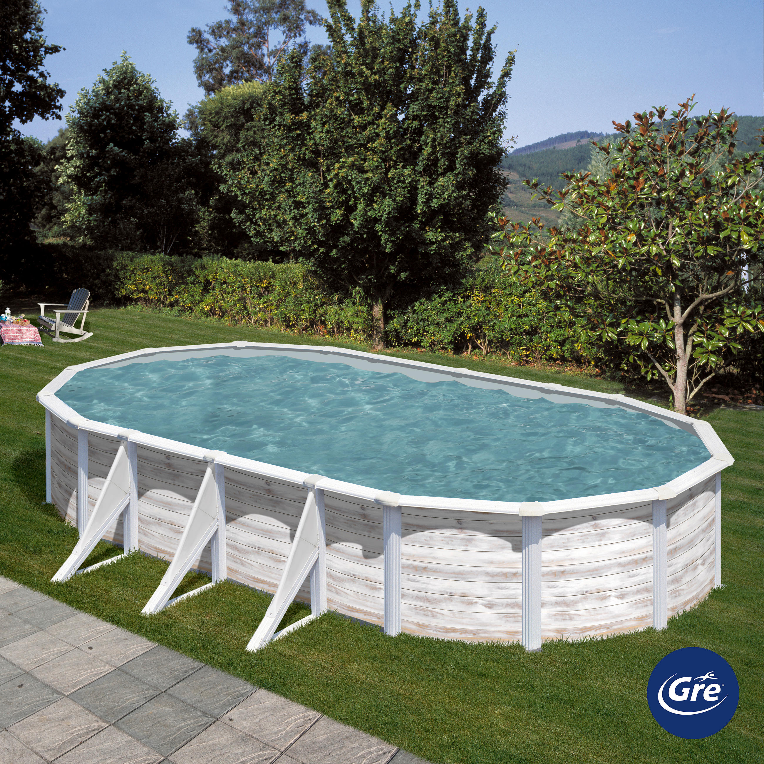 POOL-SET 2024 730/375/120 cm  - Weiß, KONVENTIONELL, Metall (730/375/120cm) - Gre