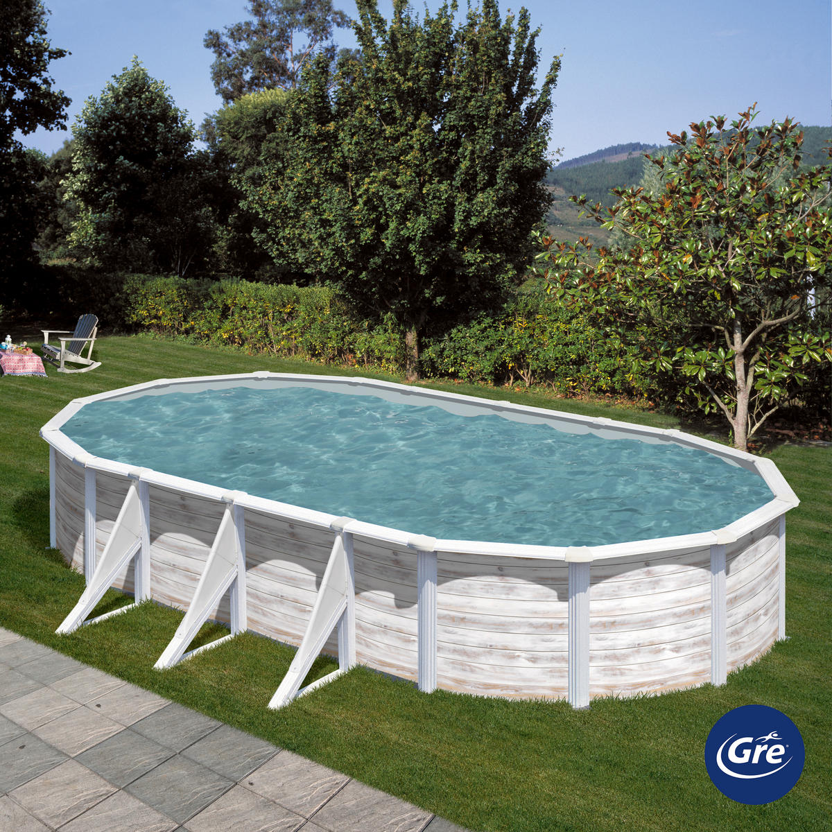 POOL-SET 2024 610/375/120 cm  - Weiß, KONVENTIONELL, Metall (610/375/120cm) - Gre