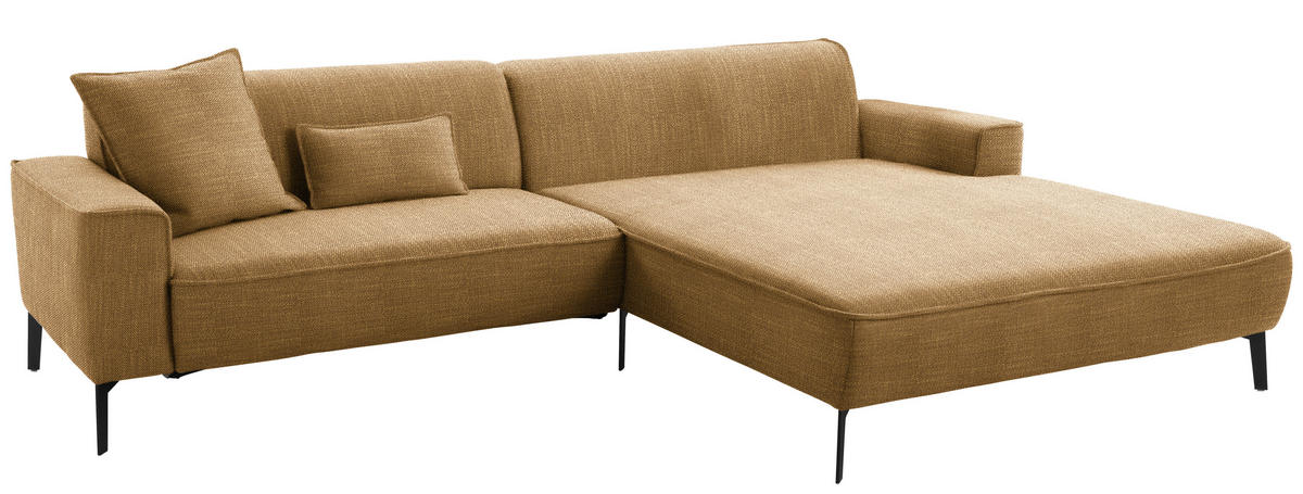 ECKSOFA in Flachgewebe Senfgelb  - Senfgelb/Schwarz, Design, Textil/Metall (285/190cm) - Johann Jakob
