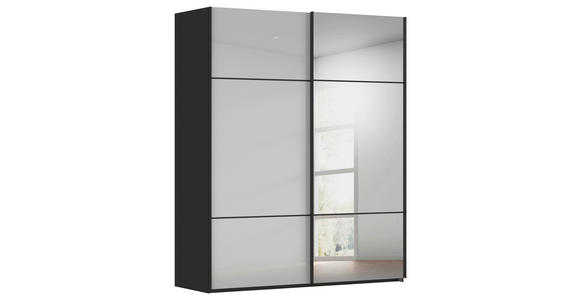 SCHWEBETÜRENSCHRANK 201/223/68 cm 2-türig Grau, Schwarz - Schwarz/Grau, KONVENTIONELL, Glas/Holzwerkstoff (201/223/68cm) - Novel