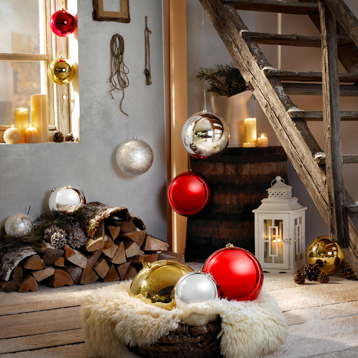 CHRISTBAUMKUGEL 20 cm  - Rot, Basics, Kunststoff (20cm) - X-Mas