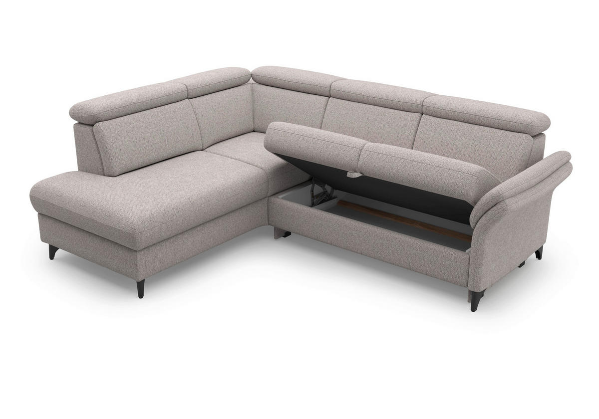 ECKSOFA Chenille Silberfarben  - Silberfarben/Schwarz, Konventionell, Textil/Metall (193/247cm) - Sit & More