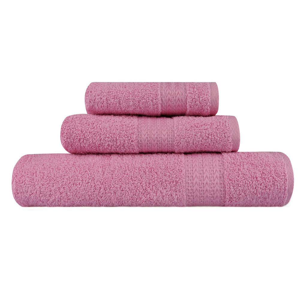 Thumbnail - Frottierset, Pink, Textil, 3-teilig, Uni, 30x50 cm, angenehm weich, Badtextilien, Handtuch-Sets