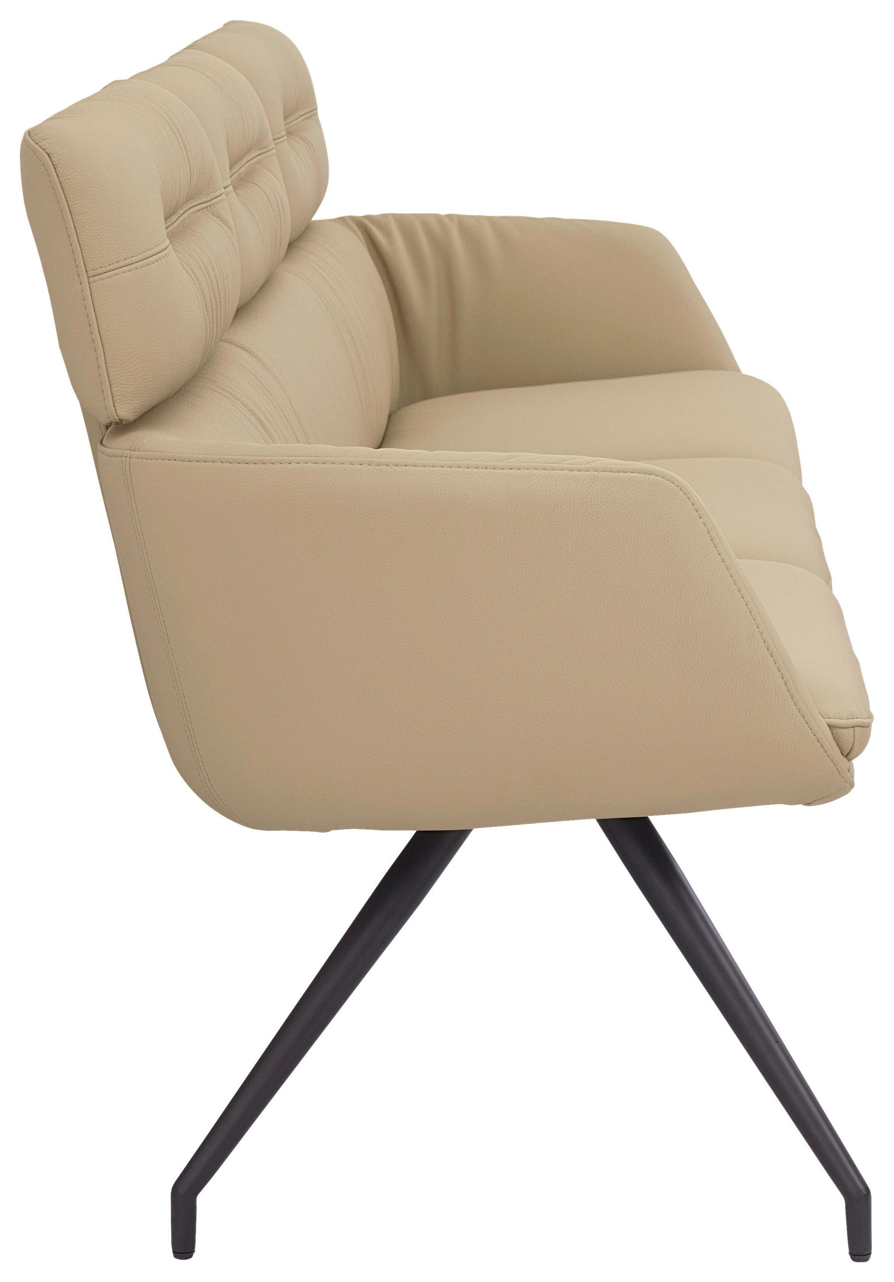 SITZBANK 200/91/70 cm Echtleder Taupe, Schwarz  - Taupe/Schwarz, Design, Leder/Metall (200/91/70cm) - Dieter Knoll