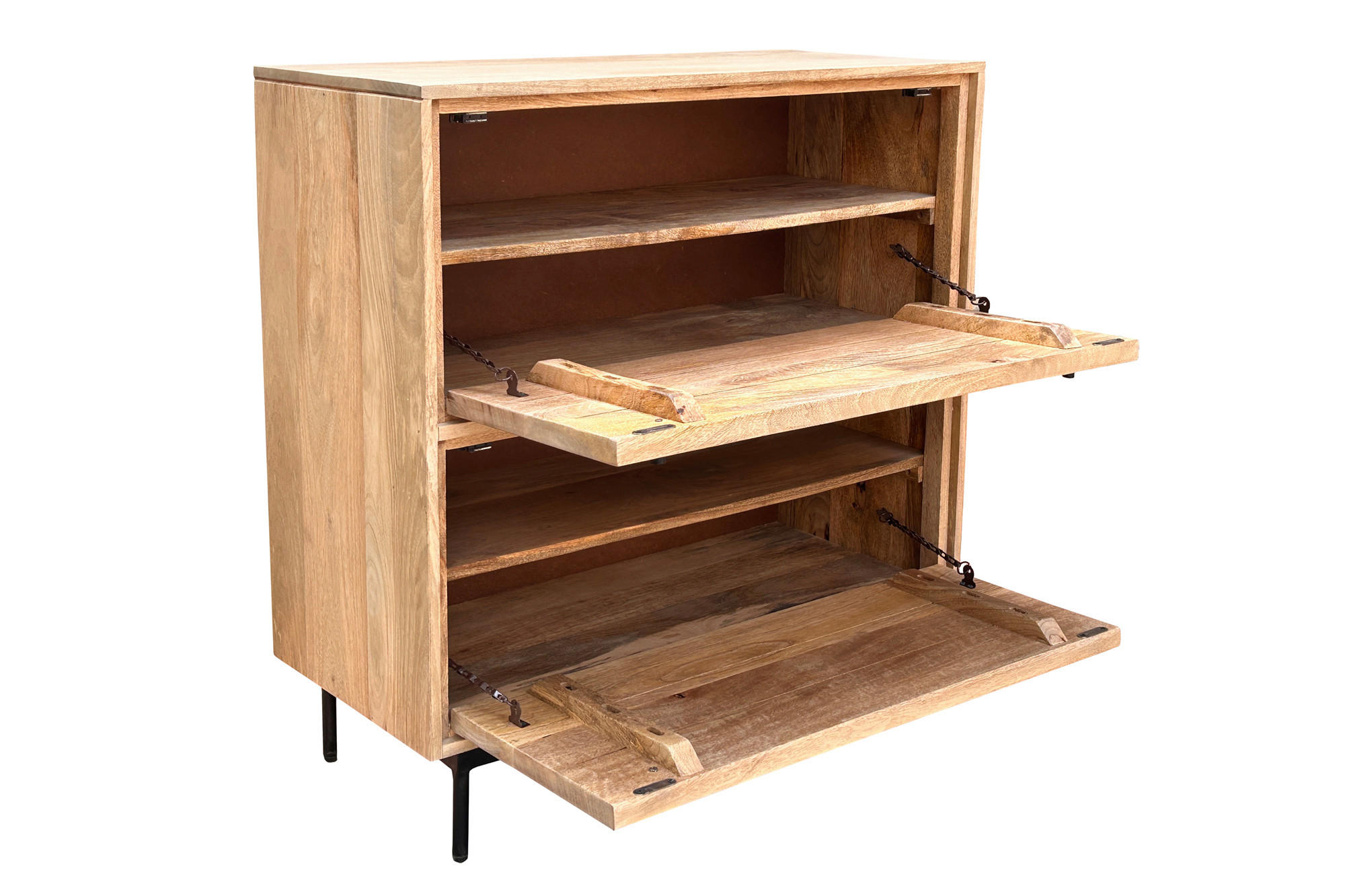 Mid.you Schuhschrank Natur, Schwarz 85x90x40 cm