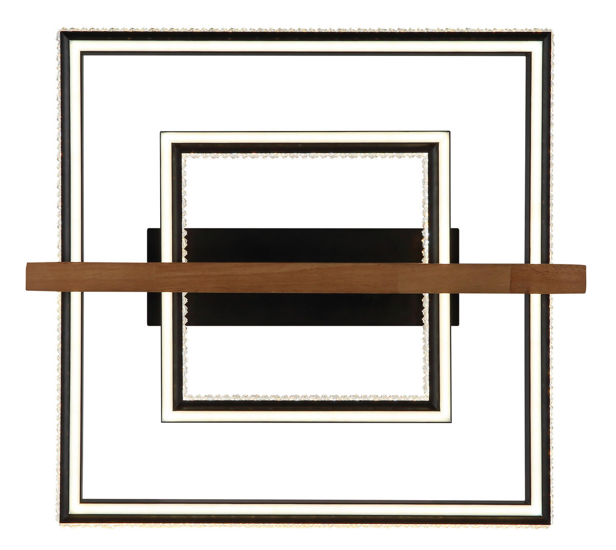 LED-DECKENLEUCHTE    50/55/11,5 cm  - Klar/Dunkelbraun, Basics, Holz/Kunststoff (50/55/11,5cm) - Globo